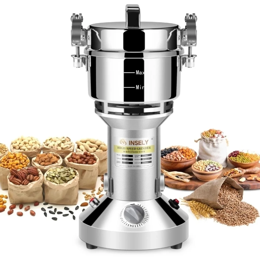 INSELY Grain Mill Grinder 300g High Speed Food Grain Mill Wheat Grinder Coffee